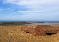 Bunker buried on sandy beach