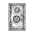 Bunker door engraving vector illustration