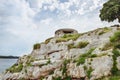 Bunker on the high coast of the Adriatic Sea in Croatia, built during the Second World War Royalty Free Stock Photo