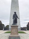 The Bunker Hill Monument and statue of Col. William Prescott Royalty Free Stock Photo