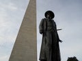 Bunker Hill Monument and statue of Colonel William Prescott, Charlestown, Massachusetts, USA Royalty Free Stock Photo