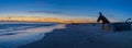 Bunker near BlÃÂ¥vand with beach view by sunset situated on the west coast of Jutland by Esbjerg, Denmark. Royalty Free Stock Photo