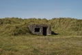 Bunker ruin at beach dune near Houvig, Jutland, Denmark, grassland