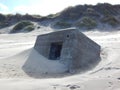 Bunker sunk in the sand by the North Sea in Denmark