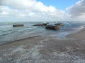 Bunker sunk in the sand by the North Sea in Denmark