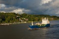 Bunkering vessel on the Elbe river in the city of Hamburg Royalty Free Stock Photo