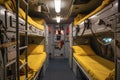 bunks for crew members with personal items