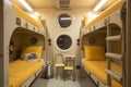 bunks for crew members with personal items