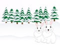 Cartoon of a pair of rabbits in winter