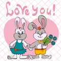 Bunnies love girl and boy