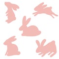 Bunnies set flat design rabbits springtime