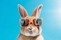 Bunny animals mammal rabbit holiday pet cute blue glasses white sunglass portrait easter nature fluffy Royalty Free Stock Photo