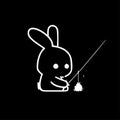 Bunny bait - black and white vector illustration
