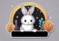 Bunny Banner cute design on simple background with space for text. Copy space.
