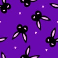 Bunny bdsm mask violet Seamless pattern happy background. Woman Feminist. Vector hand drawn easter design for poster, t shirt prin