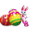 Bunny is with big colorful eggs
