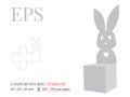 Gift Box Template, Vector with die cut / laser cut lines. Bunny Candy Box. White, blank, clear, isolated Candy Box