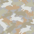 Bunny camouflage seamless vector pattern Royalty Free Stock Photo