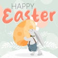 Bunny carries an easter egg Congratulation card