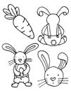 Bunny, carrot set, easter holiday illustration, diffrent