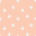 Bunny cartoon pink vector seamless pattern. Baby bunnies pink print.