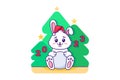 2023 bunny celebrate new year near fir-tree vector