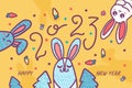 2023 bunny celebrate xmas winter holiday vector