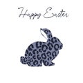 Bunny cheetah print blue silhouette Easter card t shirt illustration.