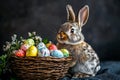 A bunny, created with image technology, showcasing colorful Easter eggs and fur Royalty Free Stock Photo
