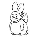 Bunny cute little coloring page cartoon illustration