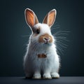 Bunny cuteness Studio shot of isolated young white rabbit