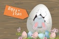Bunny With Decorated Eggs . Spring And Easter Background Royalty Free Stock Photo