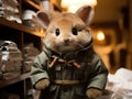 Bunny delivers package in uniform