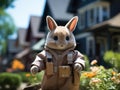 Bunny delivers package in uniform