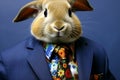 bunny dressed in a suit like a businessman. rabbit business concept