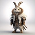 Fashionable Rabbit With Feathers Wearing Hyper-detailed Outfit