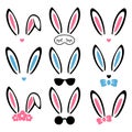 Bunny Ears color collection isolated on white background. Bunny ears icons. Vector flat illustration.