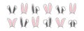 Bunny ears headband, Easter rabbit ear vector icon, cute drawn animal costume. Simple illustration Royalty Free Stock Photo