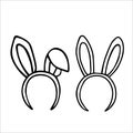 Bunny Ears headbands doodle vector illustration isolated on white Royalty Free Stock Photo