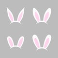 Bunny ears - vector set. Easter bunny headband. Easter bunny ears mask. Hare ears head accessory. Vector illustration