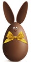 Bunny Easter chocolate egg with golden bow ribbon