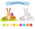 Bunny Easter eggs. Isolated on white background. Hare cartoon character. Royalty Free Stock Photo