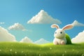 Easter bunny in grassy field