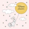 BUNNY EASTER Holy Holiday Cartoon Vector Illustration Set