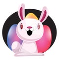 Bunny in front of colorful easter eggs illustration web vector Royalty Free Stock Photo