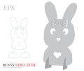 Bunny Girl Template, vector with die cut / laser cut layers. Easter symbol