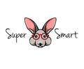 Bunny in glasses. Rabbit face. Hare geek. Vector Illustration.