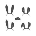 Bunny hears icon set over white Royalty Free Stock Photo