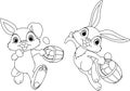 Bunny Hiding Eggs coloring page Royalty Free Stock Photo