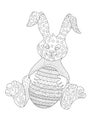 Bunny Holding Easter Egg in Coloring Page